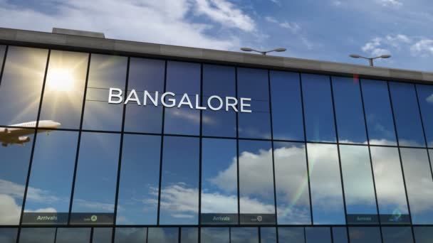 Hindistan Bangalore Inen Jet Uçakları Boyutlu Animasyon Yapıyor Cam Havaalanı — Stok video