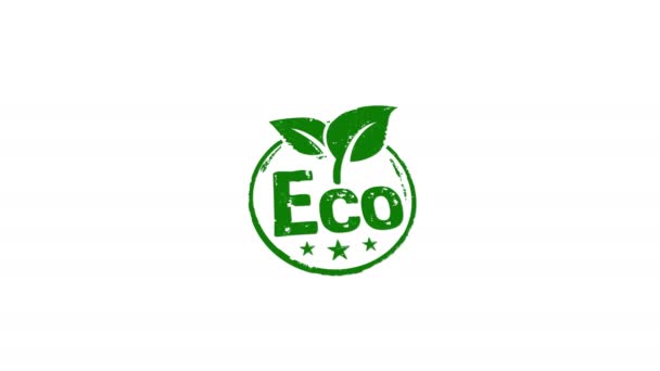 Eco Amistoso Sello Estampación Mano Impacto Animación Aislada Ecología Medio — Vídeos de Stock