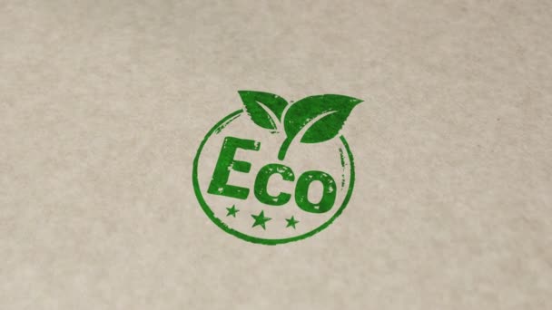 Eco Amistoso Sello Mano Estampado Animación Impacto Ecología Medio Ambiente — Vídeo de stock