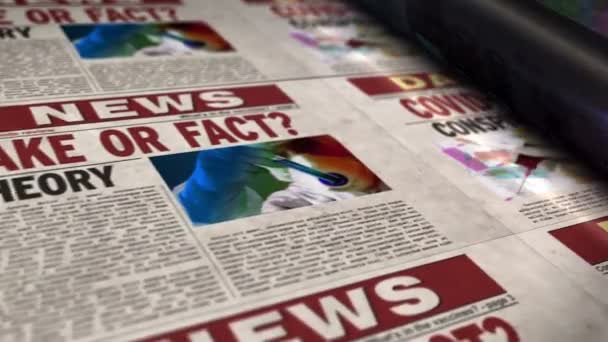 Covid Pandemic News Fake Fact Daily Newspaper Report Roll Printing — 비디오