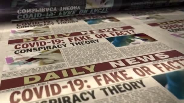 Covid Pandemia Noticias Falso Hecho Diario Informe Prensa Rollo Impresión — Vídeos de Stock