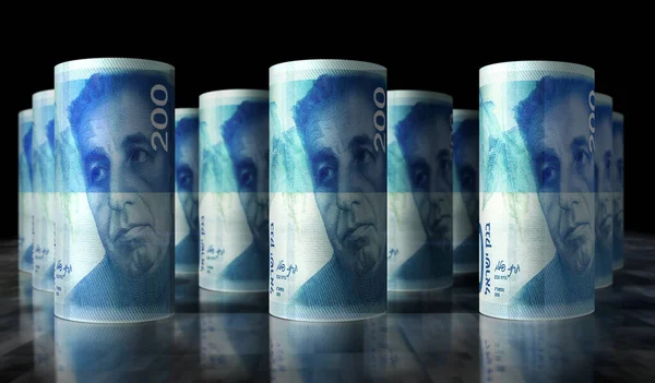 Illustrazione Shekel Money Pack Israeliano Rotolo Banconote 200 Nis Concetto — Foto Stock