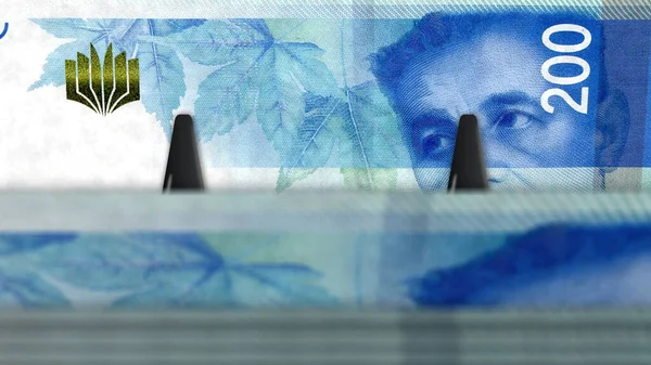イスラエルのシェケルマネーパック3Dイラスト 200 Nis銀行券バンドルスタック 経済危機 ビジネスの成功 景気後退 イスラエルの負債の概念 — ストック写真