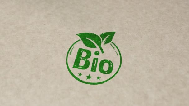 Bio Natural Organic Stamp Hand Stamping Impact Animation Ecology Environment — Stock Video