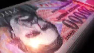 Macar Forint para sayımı. Kağıt HUF banknotları. Hızlı para sayım makro döngüsü. Macaristan 'da iş ve ekonomi döngüsel ve sorunsuz.