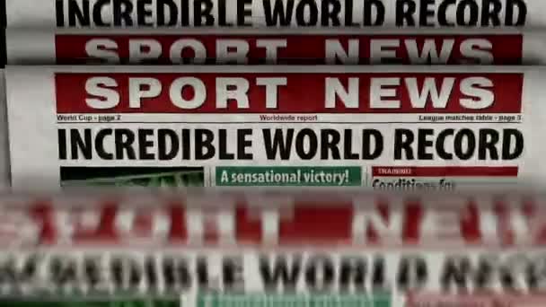Spor Haberleri Gazete Baskı Basın Konsepti Retro Canlandırma Canlandırması — Stok video