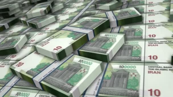 Irańska Pętla Banknotów Rial Pieniądze Irr Koncepcja Biznesu Gospodarki Bankowości — Wideo stockowe