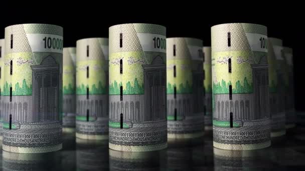 Irański Rial Pieniądze Rolki Pętli Animacji Kamera Przed Banknotami Toczącymi — Wideo stockowe