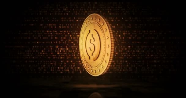 Usdc Crypto Monnaie Usd Pièce Stablecoin Pièce Sur Fond Numérique — Video