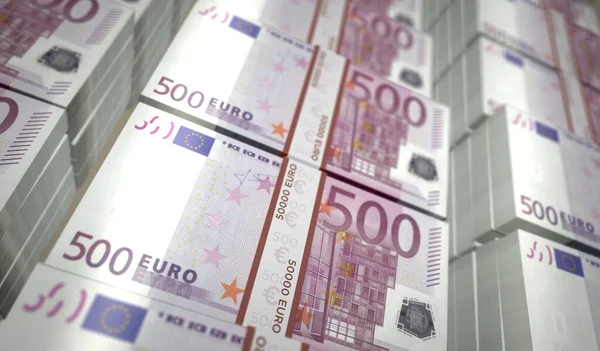 Euro Money Pack Illustrazione 500 Pacchetti Banconote Euro Concetto Finanza — Foto Stock