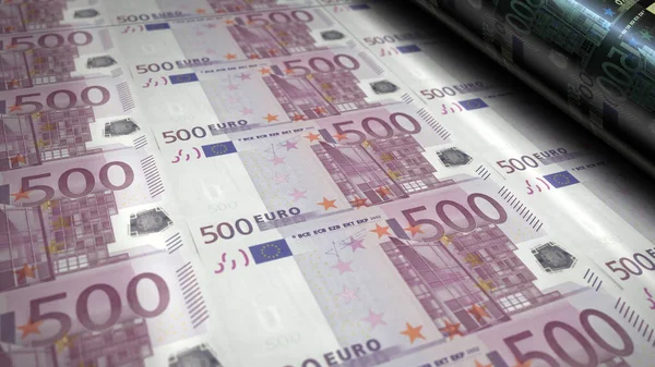 Euro Moneta Stampa Illustrazione Stampa Banconota 500 Euro Concetto Finanza — Foto Stock