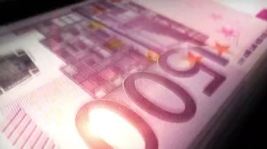 Euro para sayımı. 500 Euro 'luk banknotlar. Hızlı para sayımı. Avrupa 'da iş ve ekonomi. Döngüsüz ve pürüzsüz bir kavram.