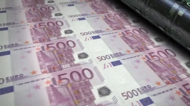 Billetes Euros Que Imprimen Máquina Rollo Papel Eur Impresión Billetes — Vídeos de Stock