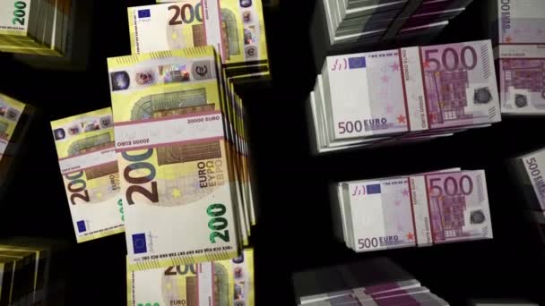 Pakketloop Eurobankbiljetten Abstract Concept Achtergrond Van Economie Recessie Inflatie Crisis — Stockvideo