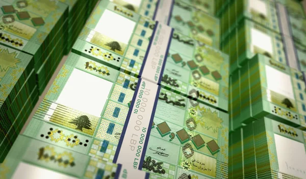 Lebanon pound money print 3d illustration. LBP banknote printing. Concept of finance, cash, economy crisis, business success, recession, bank, tax and debt.