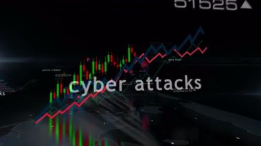 Cyber attacks and digital security breach charts and graphs diagram seamless and loopable 3d concept animation