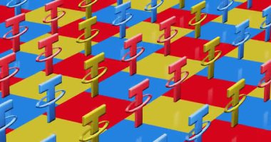 Tether stablecoin crypto currency USDT digital dollar multiple 3d symbol looped and seamless object pattern animation