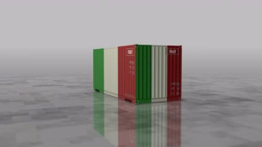 İtalya, liman terminali iş konseptinde kargo konteynırlarını ihraç edip ithal ediyor. İtalyan sanayi sanayi sanayi sanayisi 3D döngüsel ve kusursuz animasyon.