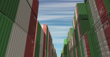 İtalya, sorunsuz ve geri dönüşümlü ticari konteynerler ihraç edip ithal ediyor. İtalyan sanayi sanayi sanayi sanayi sanayi kutusu 3d döngü.