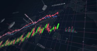 Bitcoin dijital para grafikleri ve grafikleri kusursuz ve çevrilebilir konsept