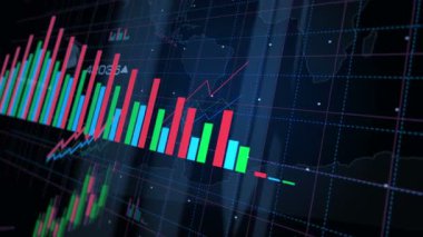 Ekranda Bitcoin dijital para grafikleri ve grafikleri konsepti