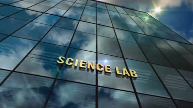 Fen laboratuarı cam döngüsü hızlandırma konsepti. Ön cephede 3D kusursuz döngü üzerinde araştırma laboratuvar sembolü.