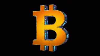 Bitcoin BTC engelleme kripto para birimi izole sembol 3d olağanüstü soyut döngü kavramı. Kusursuz ve çevrilebilir canlandırma.