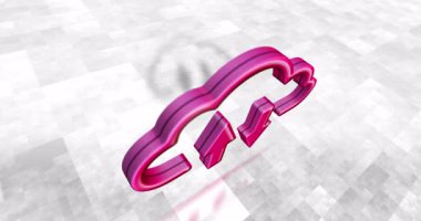 Bulut sunucu hesaplaması ve veri depolama 3d sembolü döngülü ve kusursuz canlandırma