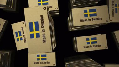 İsveç kutu üretim hattında yapılmış. İsveç ihracat karton paket fabrikası. Soyut kavram 3D döngüsüz dikişsiz.