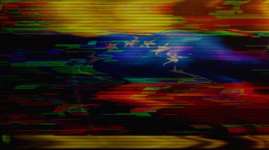 Venezuela dijital teknoloji bayrak siber geçmişi. Venezuela bayrağı siber saldırı ve casusluk konsepti çizimi.