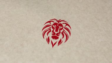 Aslan başlı Afrika sembolü damgası ve el damgası çarpışma animasyonu. Romantik ruj xoxo 3D konsepti.