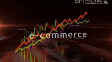 Ticari alışveriş çevrimiçi iş haritaları ve grafikleri kusursuz ve döngüsüz 3D konsept animasyonu