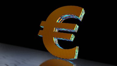 Euro AB 'nin 3D para sembolü olağanüstü. Soyut parlak altın metal simgesi çizimi.