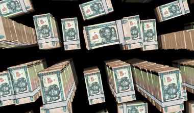 Eritre Nakfa Eritre 'nin para paketi 3D resim. 20 ERN banknot destesi. Maliye, nakit, ekonomi krizi, iş başarısı, durgunluk, banka, vergi ve borç kavramı.