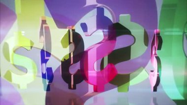 Amerikan para birimi Amerikan para camı sembolü. Soyut 3d şeffaf döndürülmüş simge canlandırması.