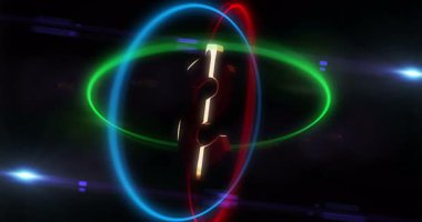 ABD Doları para birimi altın metal sembol dönen neon daireler döngülü ve kusursuz animasyon