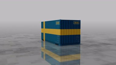 İsveç, liman terminali iş konseptinde kargo konteynırları ihraç edip ithal ediyor. İsveç sanayi sanayi sanayi sanayisi 3D döngüsel ve kusursuz animasyon.