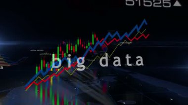 Büyük veri dijital teknoloji grafikleri ve grafikleri kusursuz ve çevrilebilir 3D animasyon konsepti