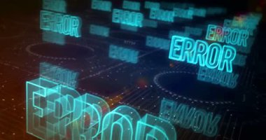 Hata uyarı sembolü soyut siber kavram. Dijital teknoloji ve bilgisayar arkaplanı pürüzsüz ve döngülü 3D animasyon.