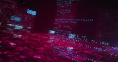 Elektronik devre arka planında hata uyarı hologram sembolü görünüyor. Ağ, siber teknoloji ve bilgisayar soyut kavramı.