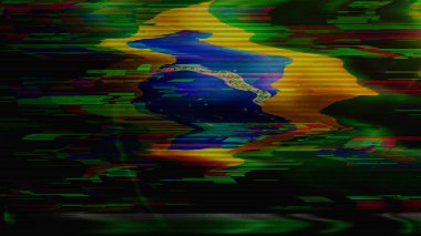 Brezilya dijital teknoloji bayrağı siber arka planı. Brezilya bayrağı siber saldırı ve casusluk konsepti çizimi.