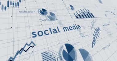 Sosyal medya grafikleri ve grafikleri kağıt 3D konsept animasyonunda pürüzsüz ve çevrilebilir