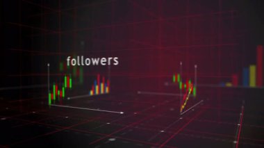 Sosyal medya grafikleri ve grafikleri kusursuz ve çevrilebilir 3D konsept animasyonu