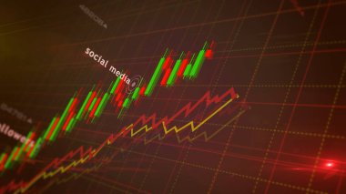 Sosyal medya grafikleri ve grafikleri konsept 3d illüstrasyon