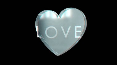 Kalp sevgisi sembolü 3D olağanüstü metal soyut tasvir