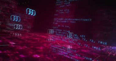 Yapay zeka baş ai sembolü soyut siber kavram. Dijital teknoloji arka planı pürüzsüz ve döngüsel dinamik 3D animasyon.