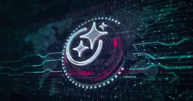 Yapay Zeka Ai, soyut dijital konsept sembolü. Küresel ağ ve siber teknoloji arkaplanı pürüzsüz ve döngülü 3D animasyon.