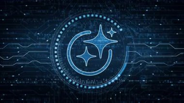 Yapay Zeka Ai, soyut dijital konsept sembolü. Ağ, siber teknoloji ve bilgisayar arkaplanı pürüzsüz ve döngülü.