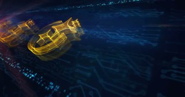 Yapay Zeka Ai hologram sembolü elektronik devre arka planında görünüyor. Ağ, siber teknoloji ve bilgisayar soyut kavramı.