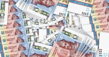 Tacikistan somoni Tacikistani para transferi mozaik mozaik döngüsü. 100 TJS notası. Soyut banka, finans, ekonomi sorunsuz ve döngülü tasarım geçmişi kavramı.